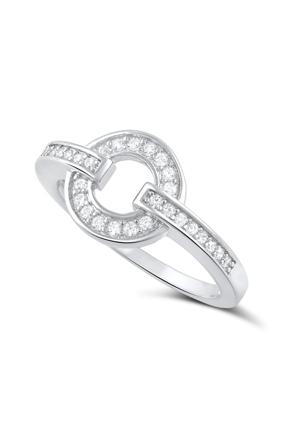 Sterling Silver Cz O Circle Ring for Women and Teens - Size 5
