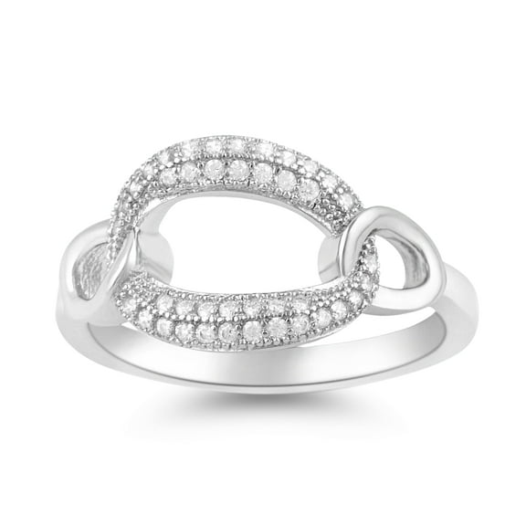 Sterling Silver Cz Oval Chain Link Ring for Women and Teens Size 5 to 9