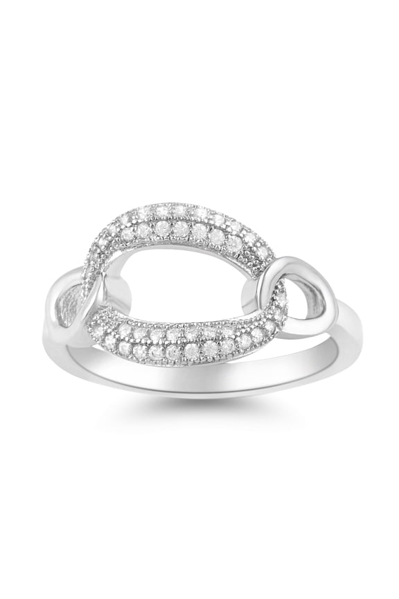 Sterling Silver Cz Oval Chain Link Ring for Women and Teens Size 5 to 9
