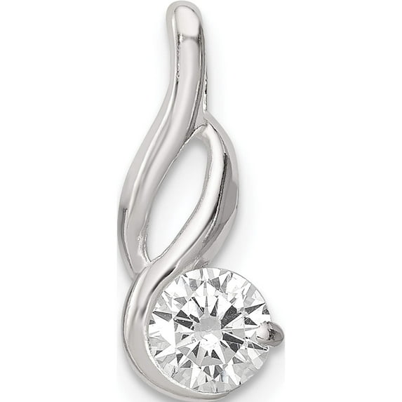 Sterling Silver Cz Pendant Chain Slide (16 X 6) Made In India qp2731