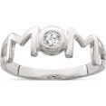 thumbnail image 1 of Sterling Silver & Cz Polished Mom Ring (Size 6) Made In India qr2772-6, 1 of 5