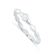 Sterling Silver Cz Thin Solitaire Stackable Ring for Women and Teens - Size 5