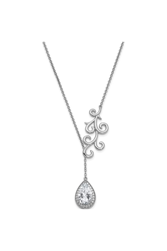 Sterling Silver Cz To My Bride 17.5In. Necklace With 3/4In. Ext Made In China qsx619