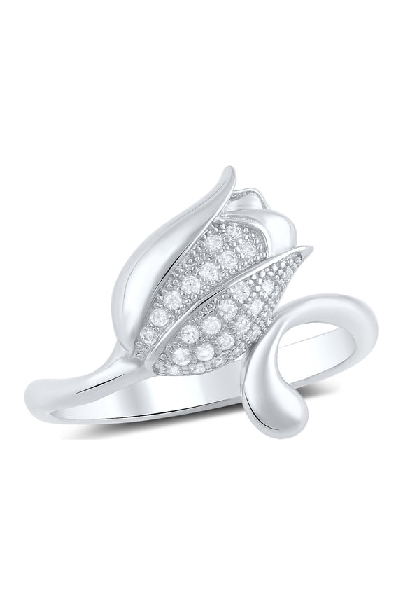 Sterling Silver Cz Tulip Flower Ring for Women and Teens - Size 4