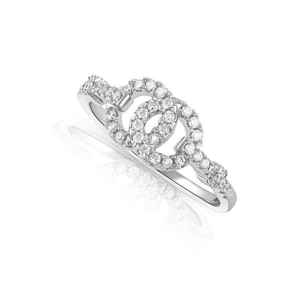 Sterling Silver Cz Two Circle Ring for Women and Teens - Size 7