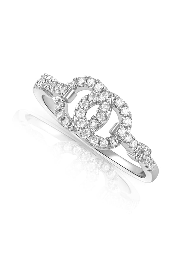Sterling Silver Cz Two Circle Ring for Women and Teens - Size 8