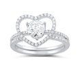 thumbnail image 1 of Sterling Silver Cz Two Piece Heart & Solitaire Ring for Women and Teens - Size 5, 1 of 7