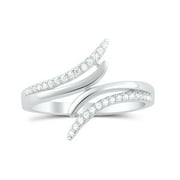SILVERCLOSEOUT Sterling Silver Cz Wrap Around Bypass Ring for Female Adult Women and Teen Girls - Size 4