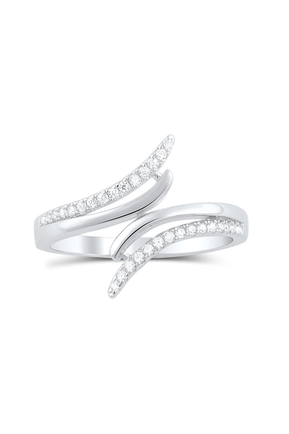 Sterling Silver Cz Wrap Around Bypass Ring for Women and Teens - Size 8