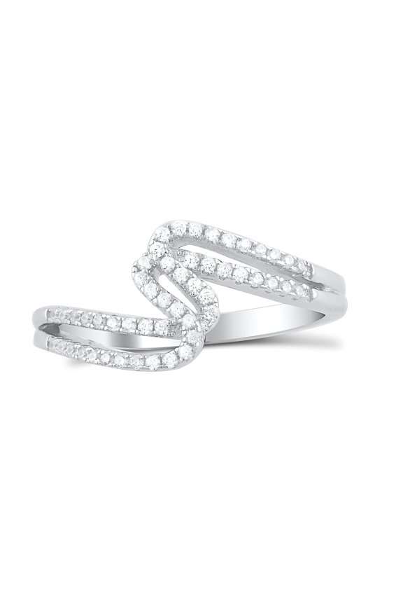 Sterling Silver Cz Zig zag Thread Ring for Women and Teens - Size 9