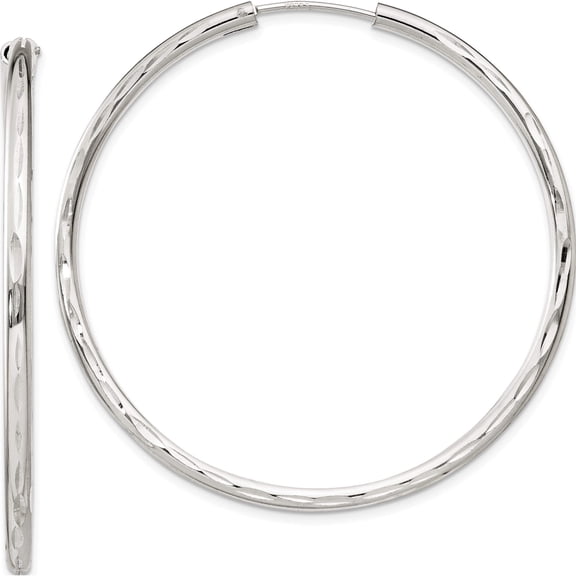 Sterling Silver D/C 2.5X50mm Endless Hoop Earrings (50 X 50) Made In India qe4659