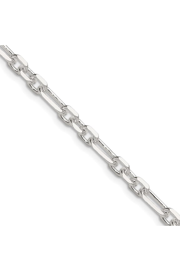 Sterling Silver D/C 4.5mm 3 Short Plus 1 Long Cable Link Chain