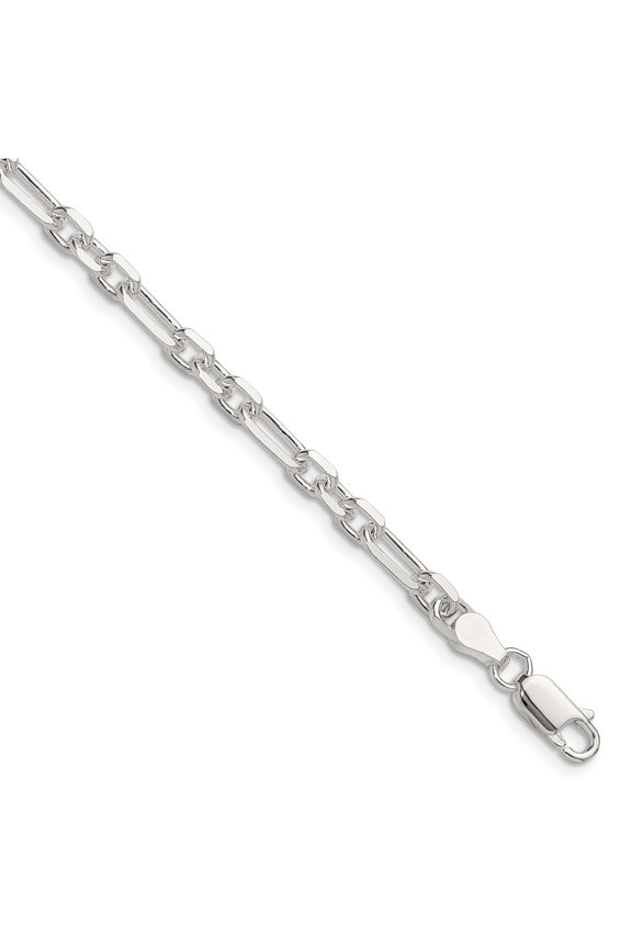 Sterling Silver D/C 4.5mm 3 Short Plus 1 Long Cable Link Chain