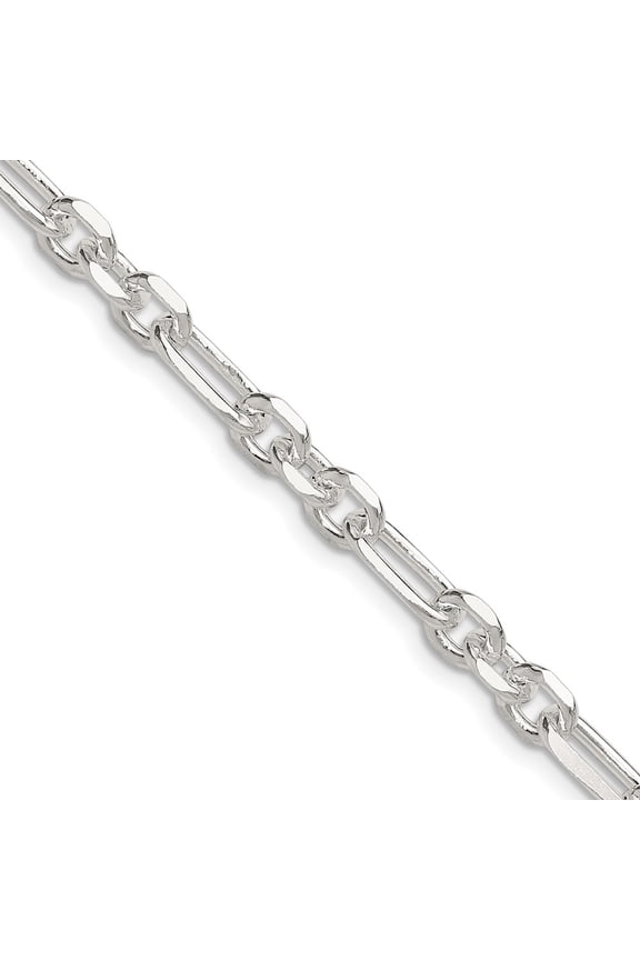 Sterling Silver D/C 6mm 3 Short Plus 1 Long Cable Link Chain