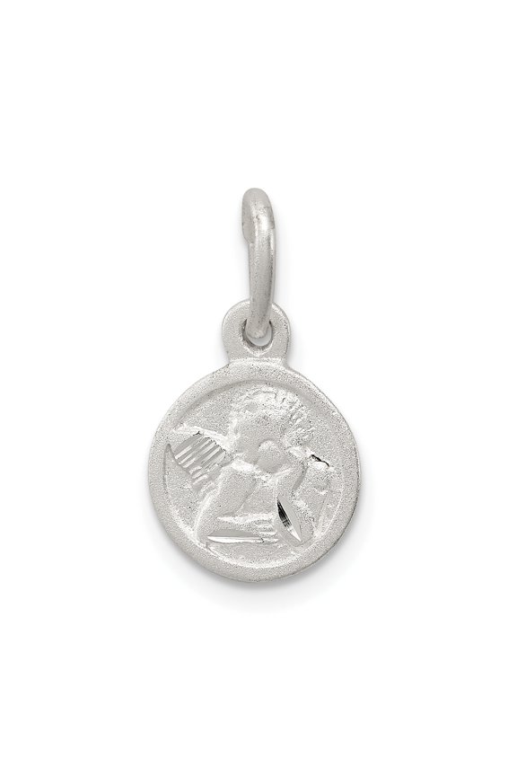 Sterling Silver D/C Cherub Disk Charm QC4826