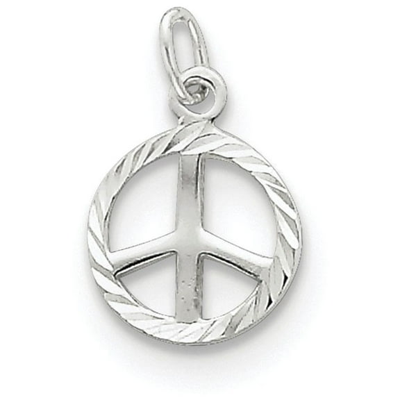 Sterling Silver Diamond-Cut Peace Sign Symbol Charm QP1827