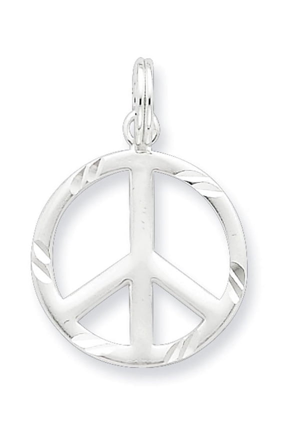 Sterling Silver Diamond-Cut Peace Symbol Charm QP1828