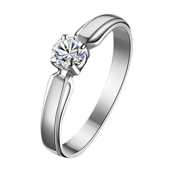 Sterling Silver D Color Moissanite Ring, Simple Geometric Design Wedding Ring with 925 Silver, Simulated Diamond Jewelry for Women