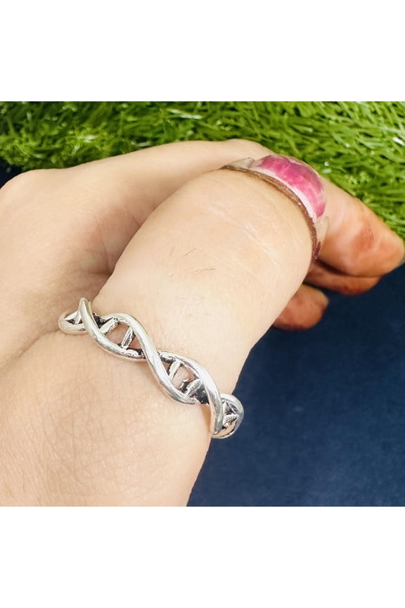 Sterling Silver DNA Helix Ring: Handmade Science Geek Jewelry