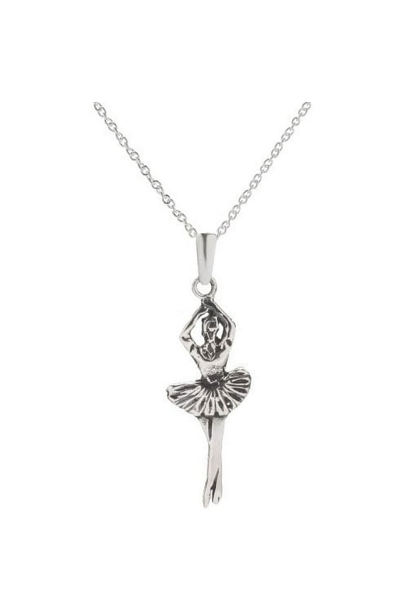 Sterling Silver Dancing Ballerina Pendant Necklace, 18"
