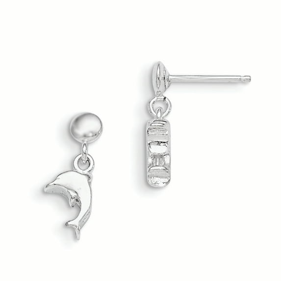 925 Sterling Silver Polished Post Dangle Dolphin Earrings 15x6mm Wide Dangle Earring for Women