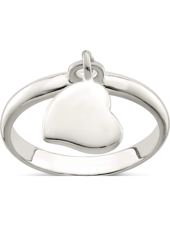 Sterling Silver Dangle Heart Ring