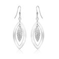 thumbnail image 1 of Sterling Silver Dangling Earrings Dual Open Textured Marquis Shapes, 1 of 2