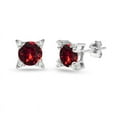 thumbnail image 1 of Sterling Silver Dark Red Studded Solitaire Stud Earrings Made with Swarovski Crystals, 1 of 2