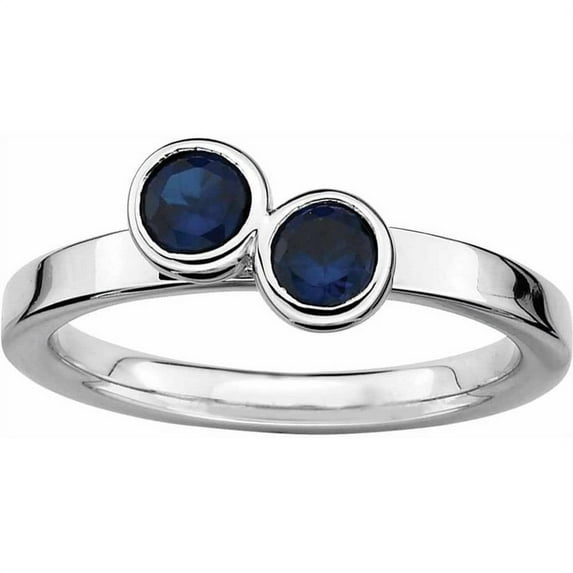 Sterling Silver Dbl Round Cr. Sapphire Ring