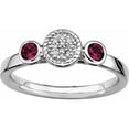 thumbnail image 1 of Sterling Silver Dbl Round Rhod. Garnet & Dia. Ring, 1 of 8