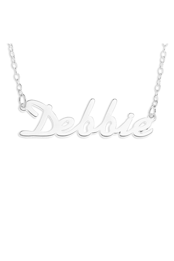 Sterling Silver 'Debbie' Name Pendant on 16-inch Trace Chain - White