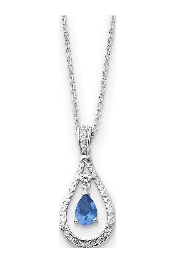 Sterling Silver Dec. Cz Stone Never Forget Tear 18 Inch Birthstone Necklace Made In China qsx191