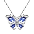 thumbnail image 1 of Juwaliy December Birthstone Tanzanite Blue Butterfly Necklaces 925 Sterling Silver Pendant Jewelry Christmas Birthday Mother's Day Gift for Women Wife, 1 of 9