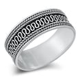 thumbnail image 1 of Sterling Silver Decorated Bali Band Ring Size 5, 1 of 3