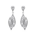 thumbnail image 1 of Sterling Silver Decorative CZ Drop Down Feather Earrings, 1 of 1