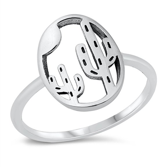 Sterling Silver Desert Cactus Ring Size 6