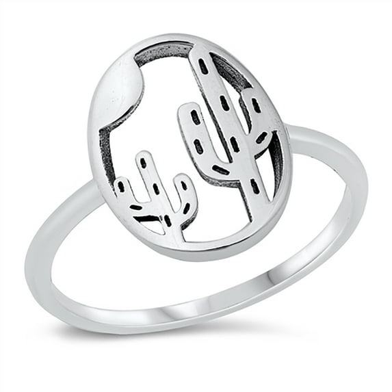 Sterling Silver Desert Cactus Ring Size 9