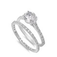 thumbnail image 1 of Sterling Silver Designer Engagement Ring ( Sizes 4 5 6 7 8 9 10 11 ) & Eternity Wedding Band 925 Rings (Size 8), 1 of 4