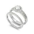thumbnail image 1 of Sterling Silver Designer Engagement Ring Wedding Band Bridal Set White CZ 925 Female Size 6, 1 of 4