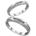 thumbnail image 1 of Sterling Silver Diamond 2 Piece Wedding Ring Set His 4.5mm & Hers 3.5mm Rhodium finish, Ladies Size 7.5, 1 of 3