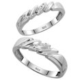 thumbnail image 1 of Sterling Silver Diamond 2 Piece Wedding Ring Set His 5mm & Hers 4mm Rhodium finish, Ladies Size 5.5, 1 of 3