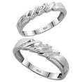 thumbnail image 1 of Sterling Silver Diamond 2 Piece Wedding Ring Set His 5mm & Hers 4mm Rhodium finish, Ladies Size 9.5, 1 of 3