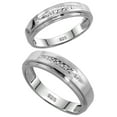 thumbnail image 1 of Sterling Silver Diamond 2 Piece Wedding Ring Set His 6mm & Hers 5mm Rhodium finish, Ladies Size 7.5, 1 of 3