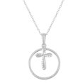 thumbnail image 1 of Sterling Silver Diamond Accent Circle Cross Necklace 19 Inch, 1 of 1