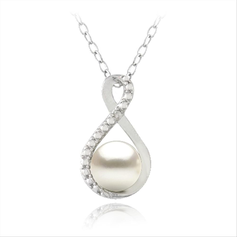 SILVERSPECK Sterling Silver Diamond Accent Freshwater Cultured Pearl Infinity Necklace