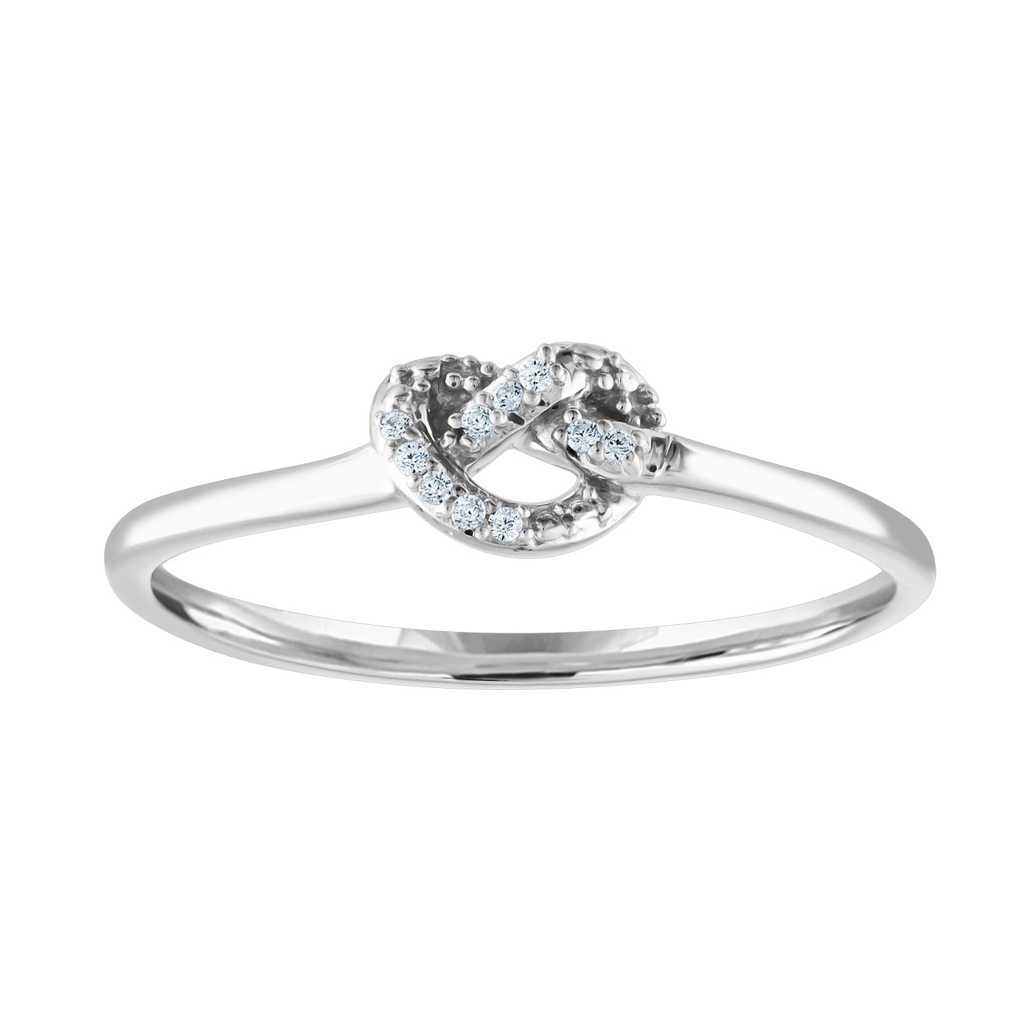 Sterling Silver Diamond Accent Stackable Pretzel Ring