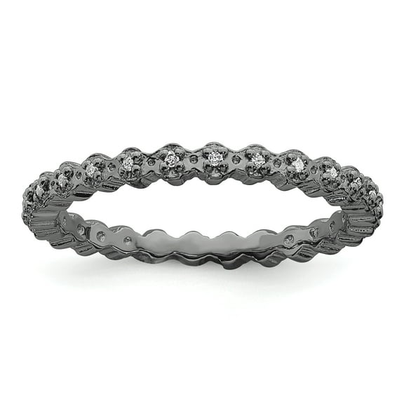 Sterling Silver Diamond Black-plated Ring