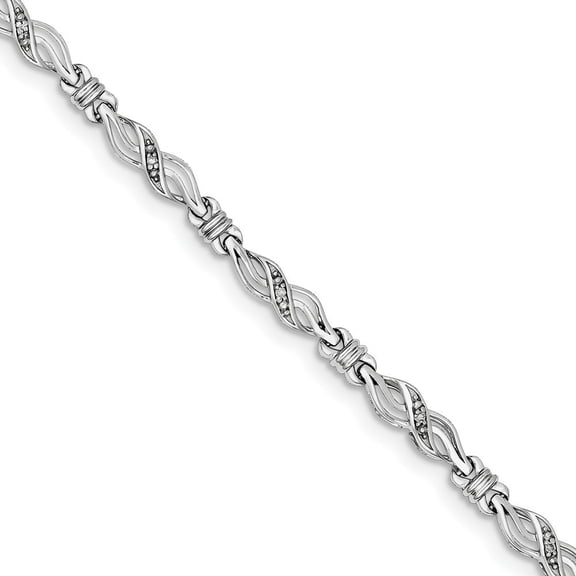 Sterling Silver Diamond Bracelet - .05 dwt - Measures 4mm Wide