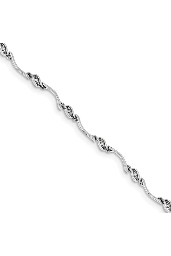 Sterling Silver Diamond Bracelet - .05 dwt - Measures 3mm Wide