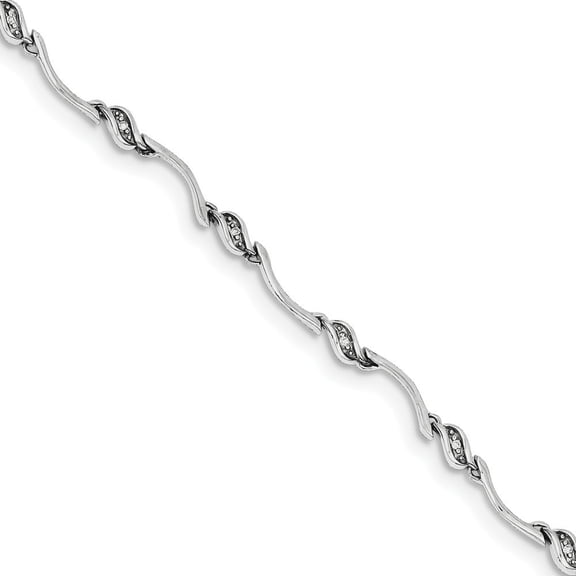 Sterling Silver Diamond Bracelet - .05 dwt - Measures 3mm Wide
